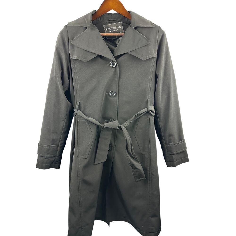Women’s Fleet Street Black Trench coat w/removable liner Size 6P